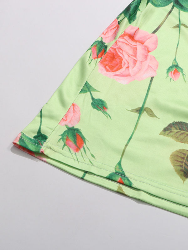 TWOTWINSTYLE Ruffled Sleeves Patchwork Print Vintage Dress