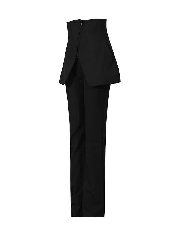 TWOTWINSTYLE High Waist Spliced Zipper Designer Flared Pants