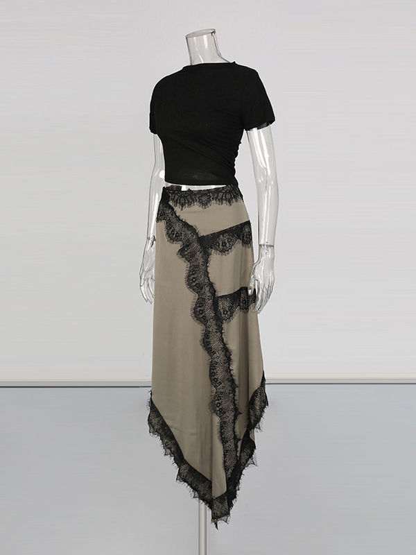 TWOTWINSTYLE Irregular High Waist Vintage Skirt