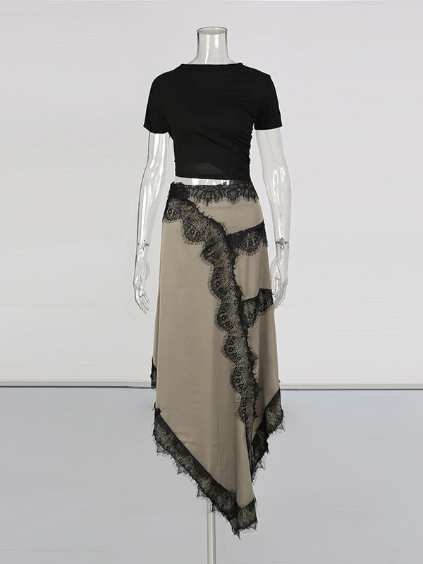 TWOTWINSTYLE Irregular High Waist Vintage Skirt