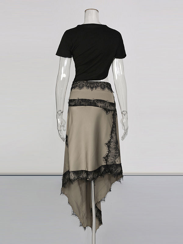 TWOTWINSTYLE Irregular High Waist Vintage Skirt