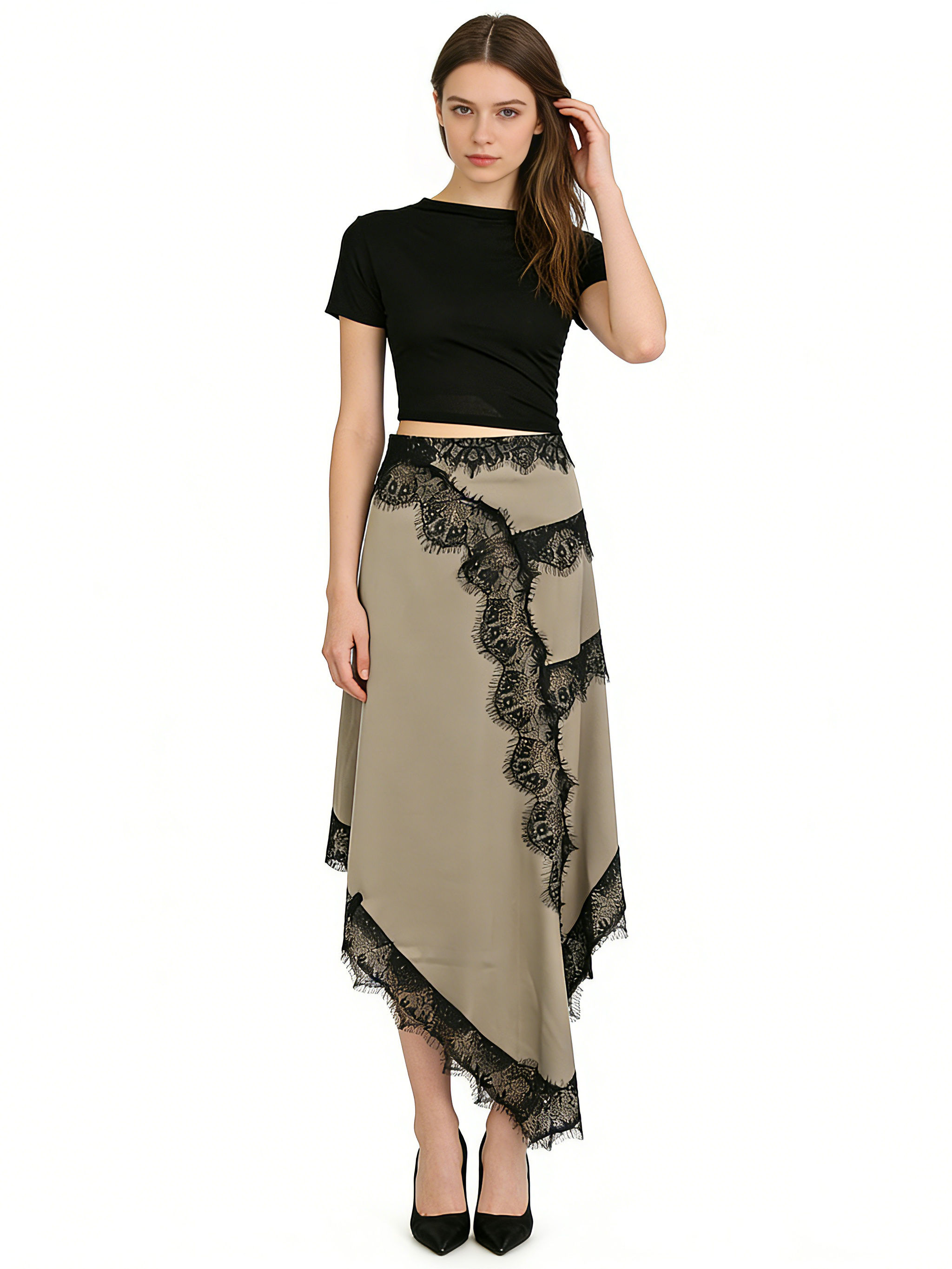 TWOTWINSTYLE Irregular High Waist Vintage Skirt