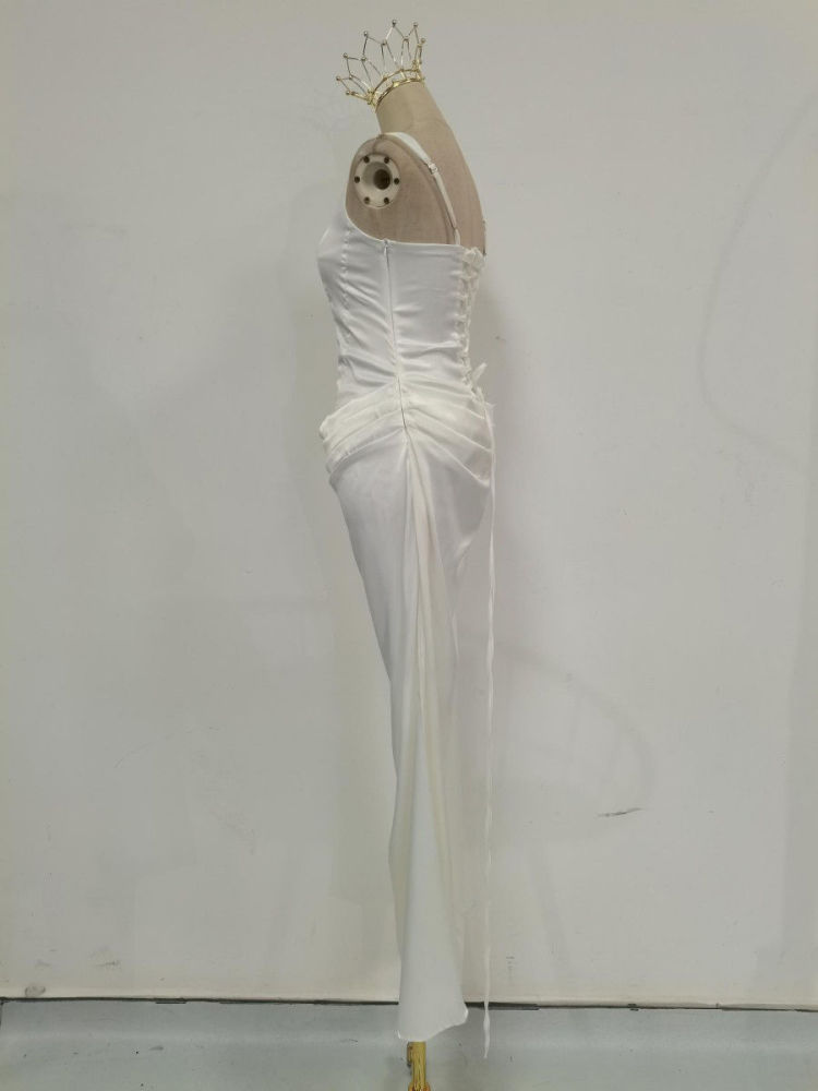 TWOTWINSTYLE Solid Ruched Fashion Strapless Dress
