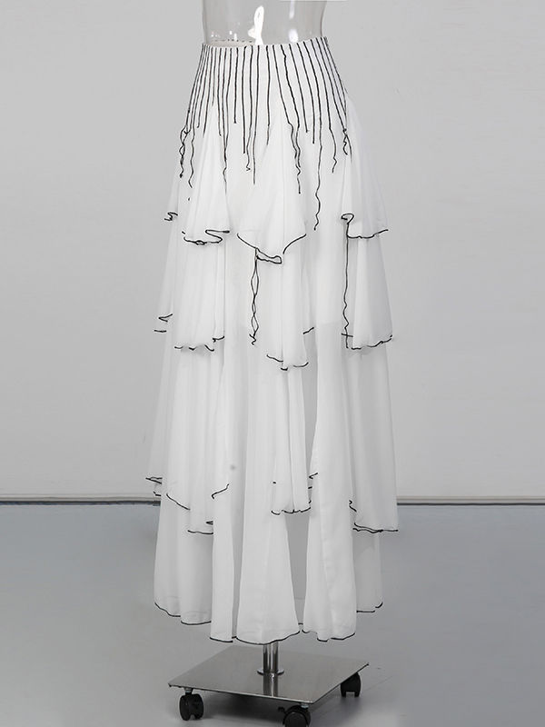 TWOTWINSTYLE Hit Color High Waist Pleated Designer Skirt