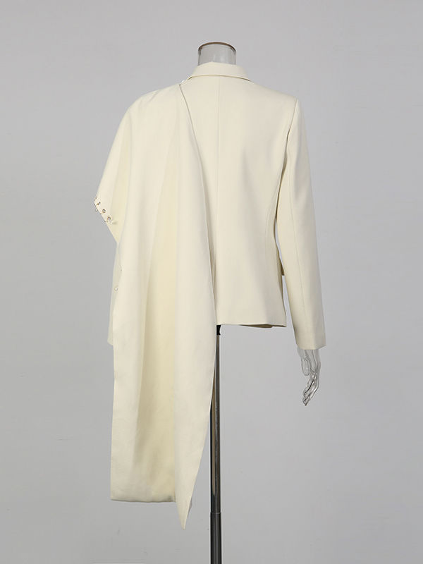 TWOTWINSTYLE Solid Lapel Patchwork Pearl Fashion Coat