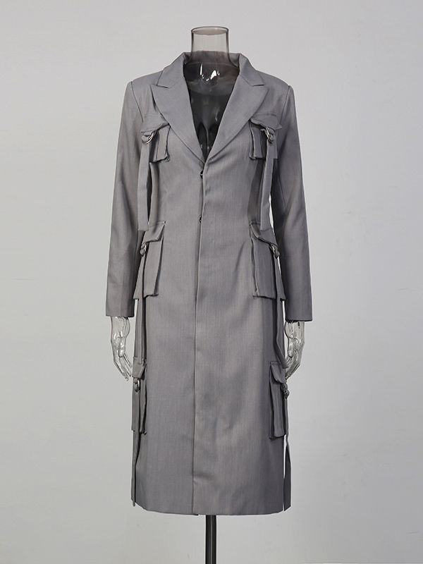 TWOTWINSTYLE Solid Lapel Designer Patchwork Lace Up Trench Cost