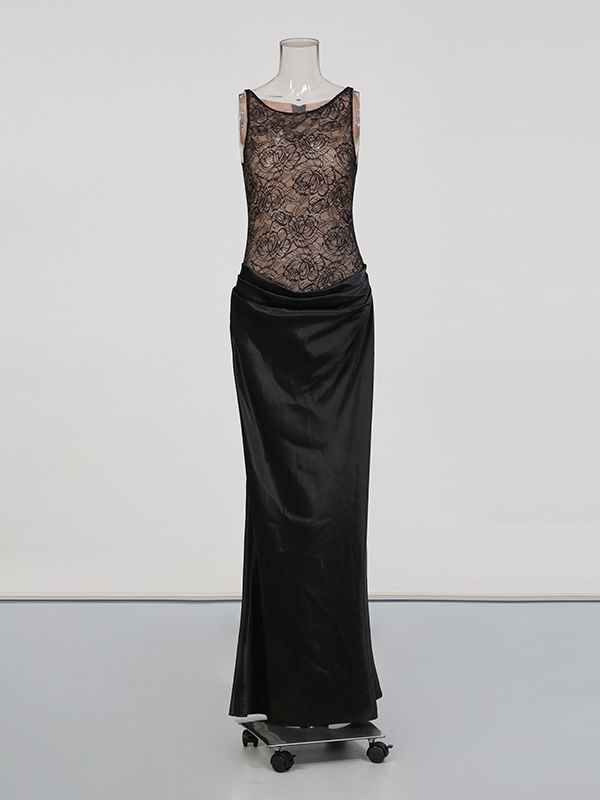 TWOTWINSTYLE Sleeveless Spliced Lace Slimming Designer Dress
