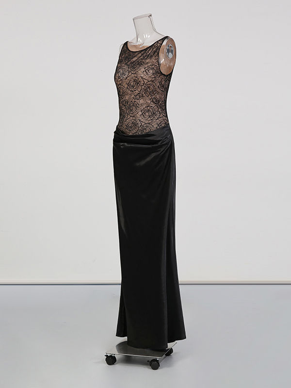 TWOTWINSTYLE Sleeveless Spliced Lace Slimming Designer Dress