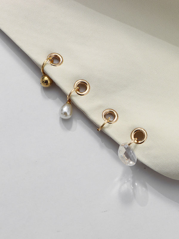 TWOTWINSTYLE Solid Lapel Patchwork Pearl Fashion Coat