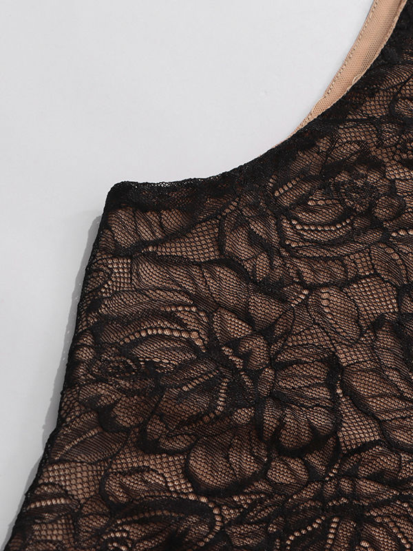 TWOTWINSTYLE Sleeveless Spliced Lace Slimming Designer Dress