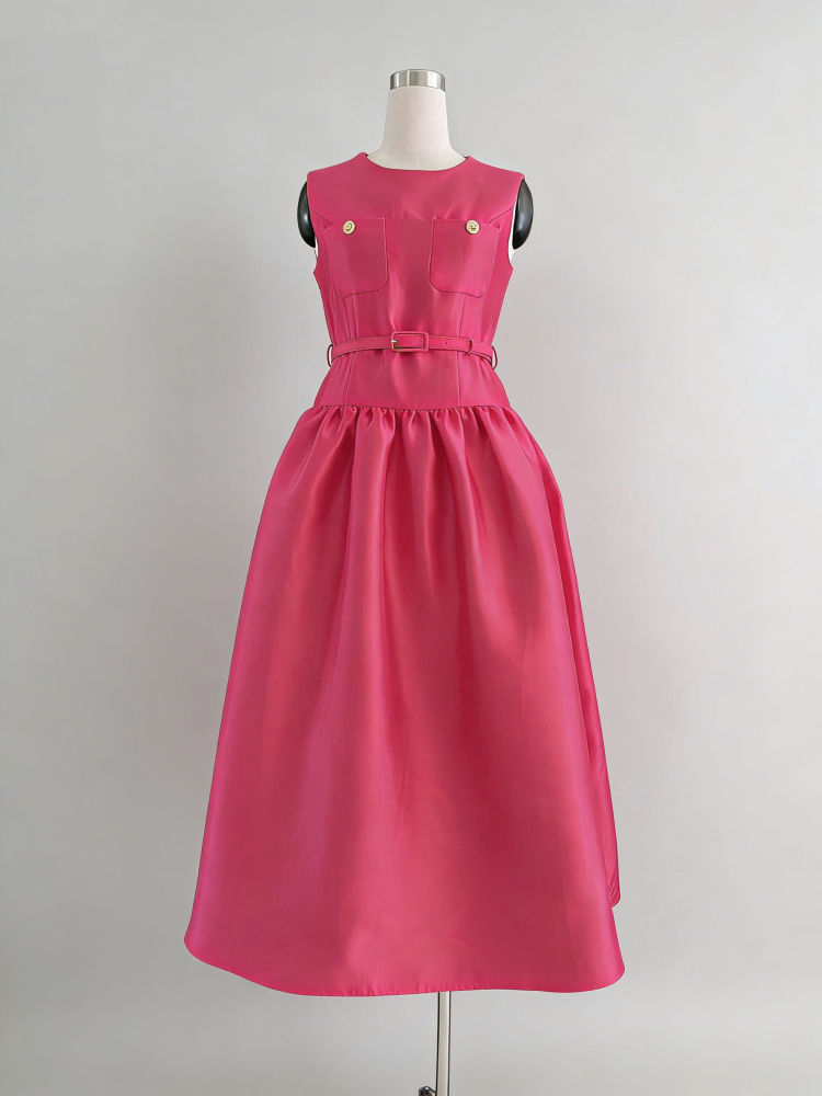 TWOTWINSTYLE Minimalist Sleeveless High Waist Elegant Dress