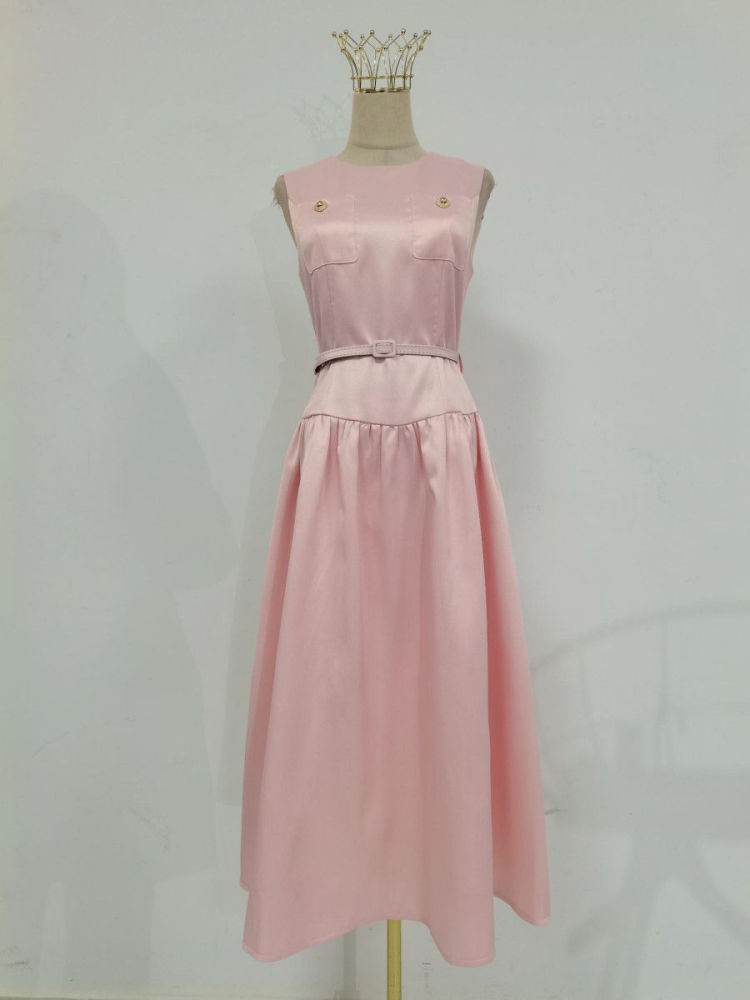 TWOTWINSTYLE Minimalist Sleeveless High Waist Elegant Dress