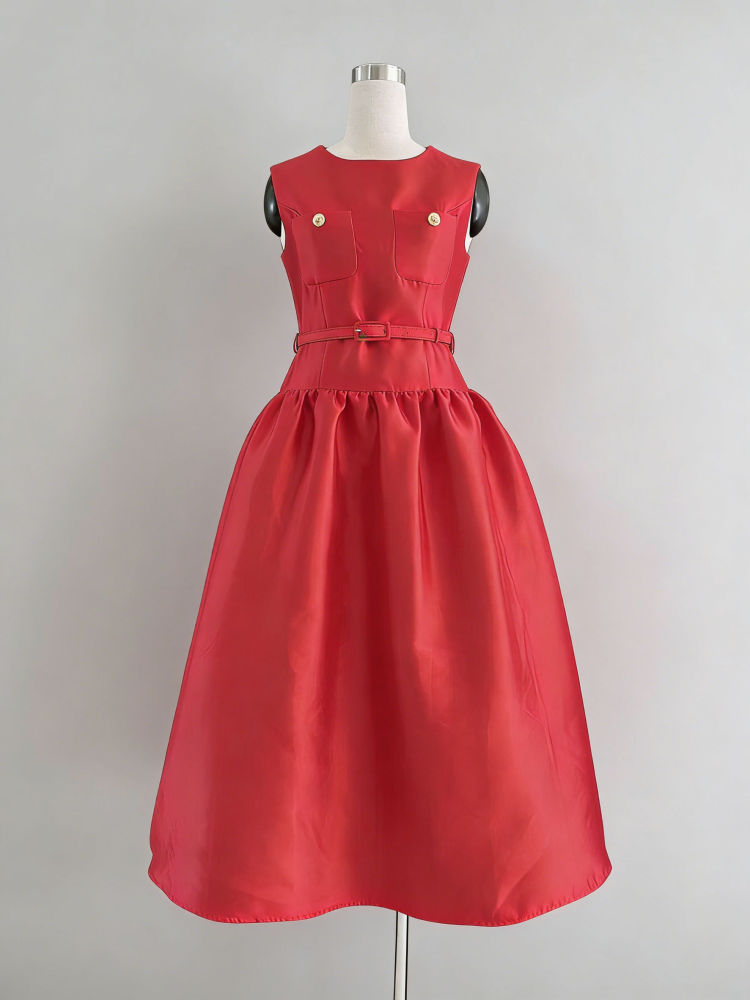 TWOTWINSTYLE Minimalist Sleeveless High Waist Elegant Dress