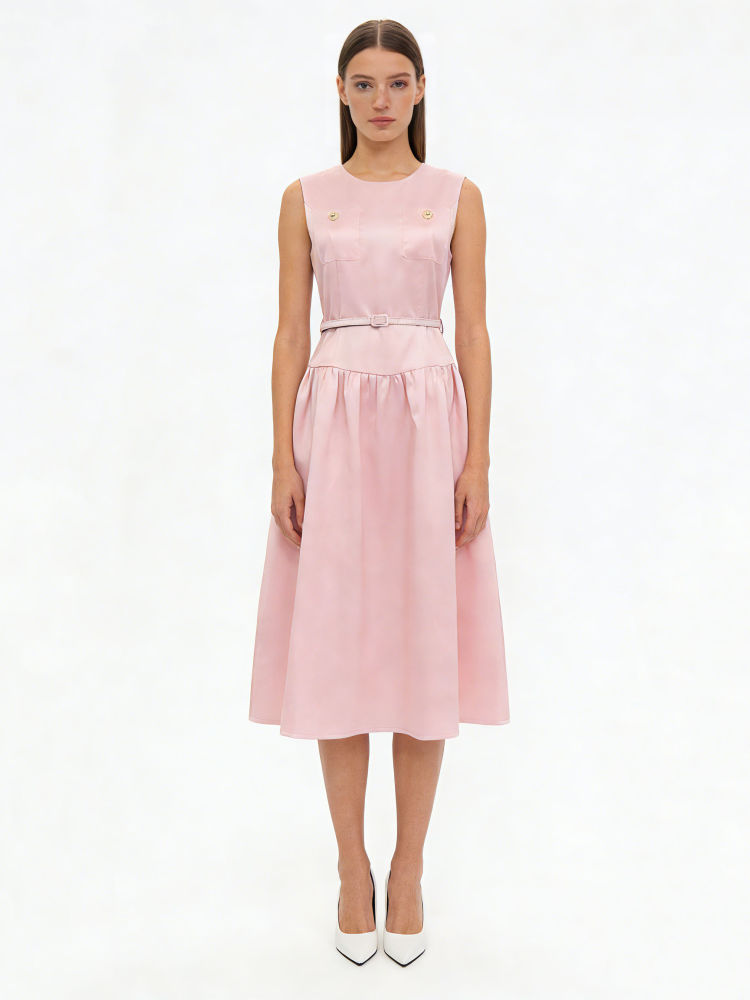 TWOTWINSTYLE Minimalist Sleeveless High Waist Elegant Dress