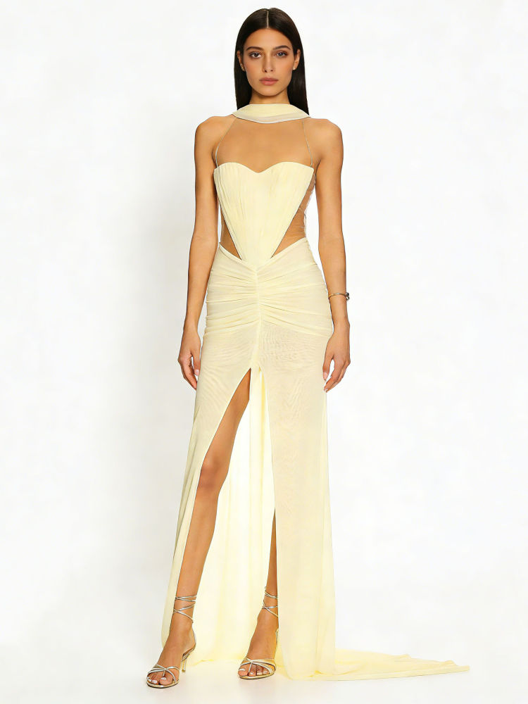 TWOTWINSTYLE Sleeveless Tunic Slit Fashion Midi Dress