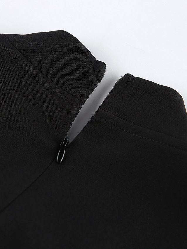 TWOTWINSTYLE Solid Stand Collar Slit Patchwork Bowknot Dress