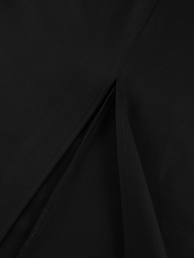 TWOTWINSTYLE Solid Stand Collar Slit Patchwork Bowknot Dress