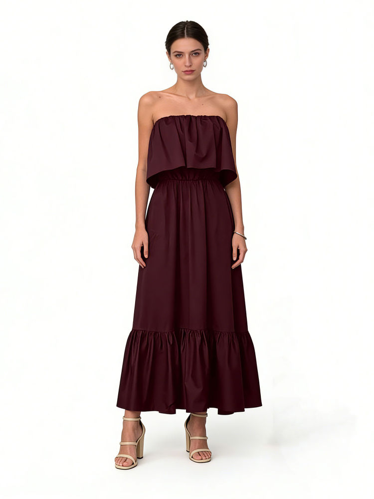 TWOTWINSTYLE Vintage Minimalist Off Shoulder Tunic Midi Dress