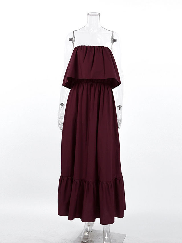 TWOTWINSTYLE Vintage Minimalist Off Shoulder Tunic Midi Dress