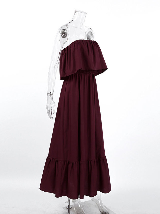 TWOTWINSTYLE Vintage Minimalist Off Shoulder Tunic Midi Dress
