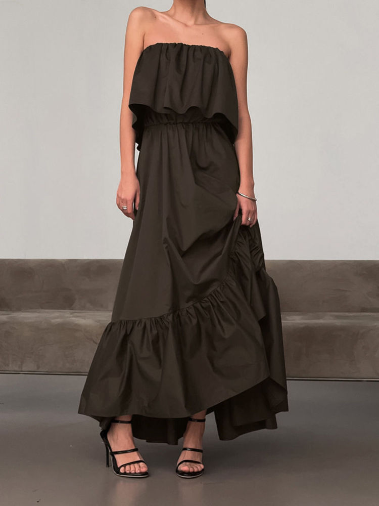 TWOTWINSTYLE Vintage Minimalist Off Shoulder Tunic Midi Dress