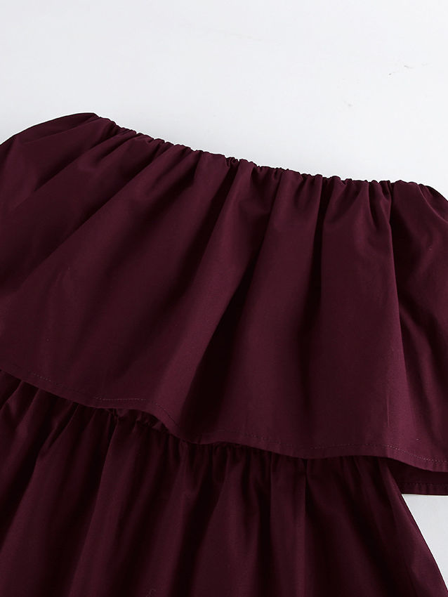 TWOTWINSTYLE Vintage Minimalist Off Shoulder Tunic Midi Dress