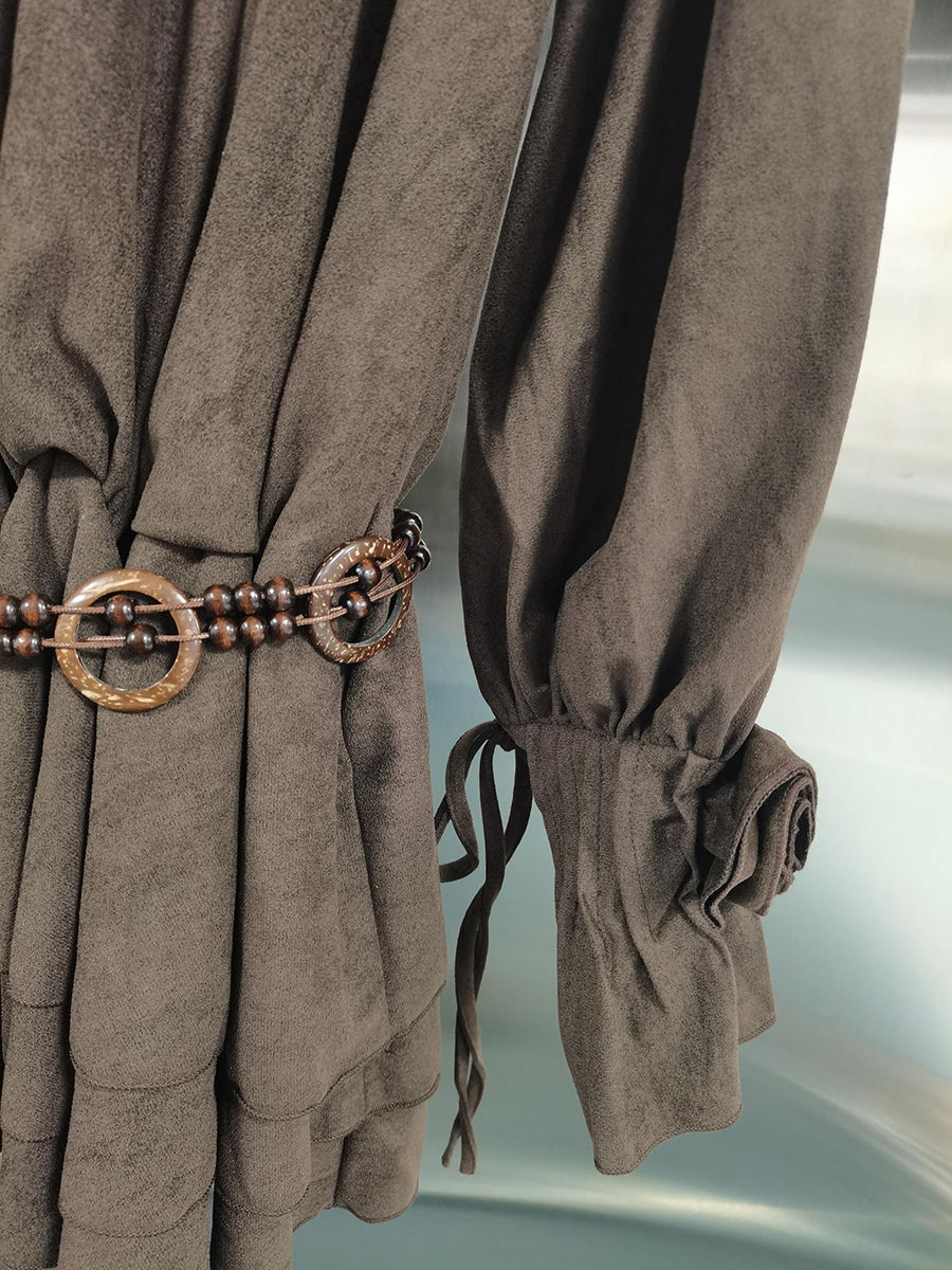TWOTWINSTYLE Solid Ruffles Collar Top Loose Pants Fashion