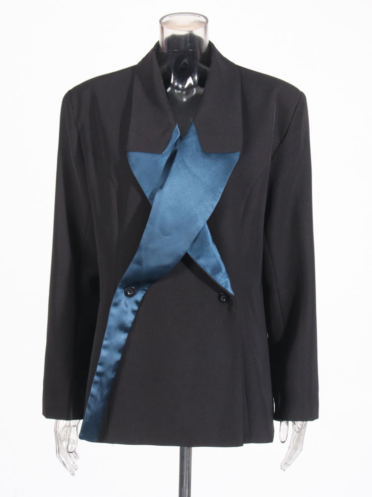 TWOTWINSTYLE Hit Color Lapel Tunic Spliced Buttons Designer Blazers