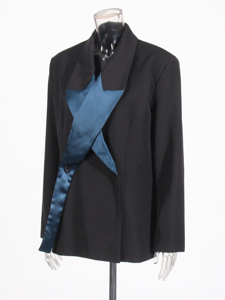 TWOTWINSTYLE Hit Color Lapel Tunic Spliced Buttons Designer Blazers