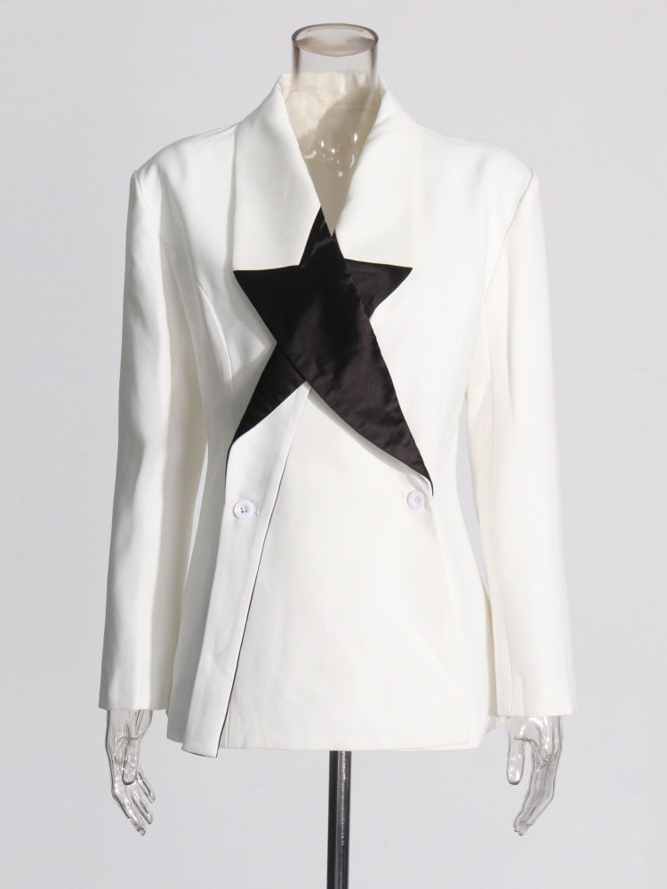 TWOTWINSTYLE Hit Color Lapel Tunic Spliced Buttons Designer Blazers