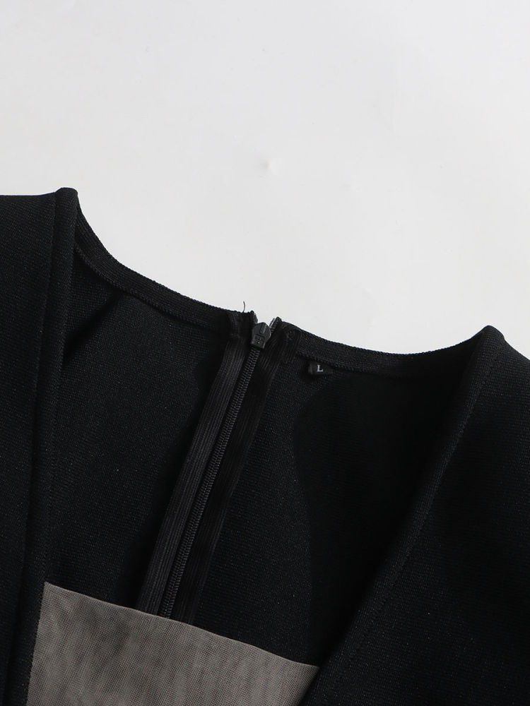 TWOTWINSTYLE Hit Color Patchwork Diamond Temperament Dress