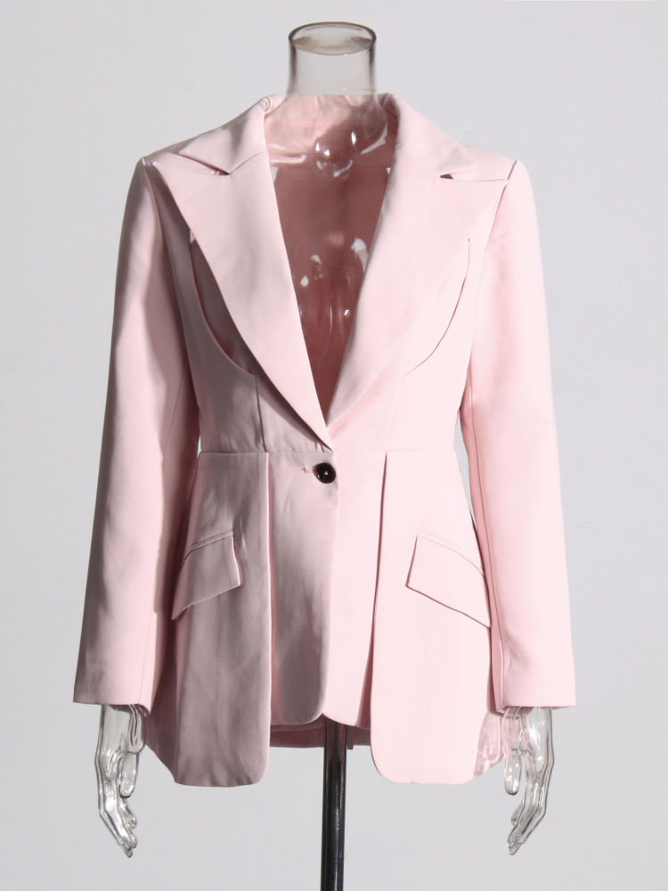TWOTWINSTYLE Hit Color Lapel Tunic Spliced Buttons Designer Blazers