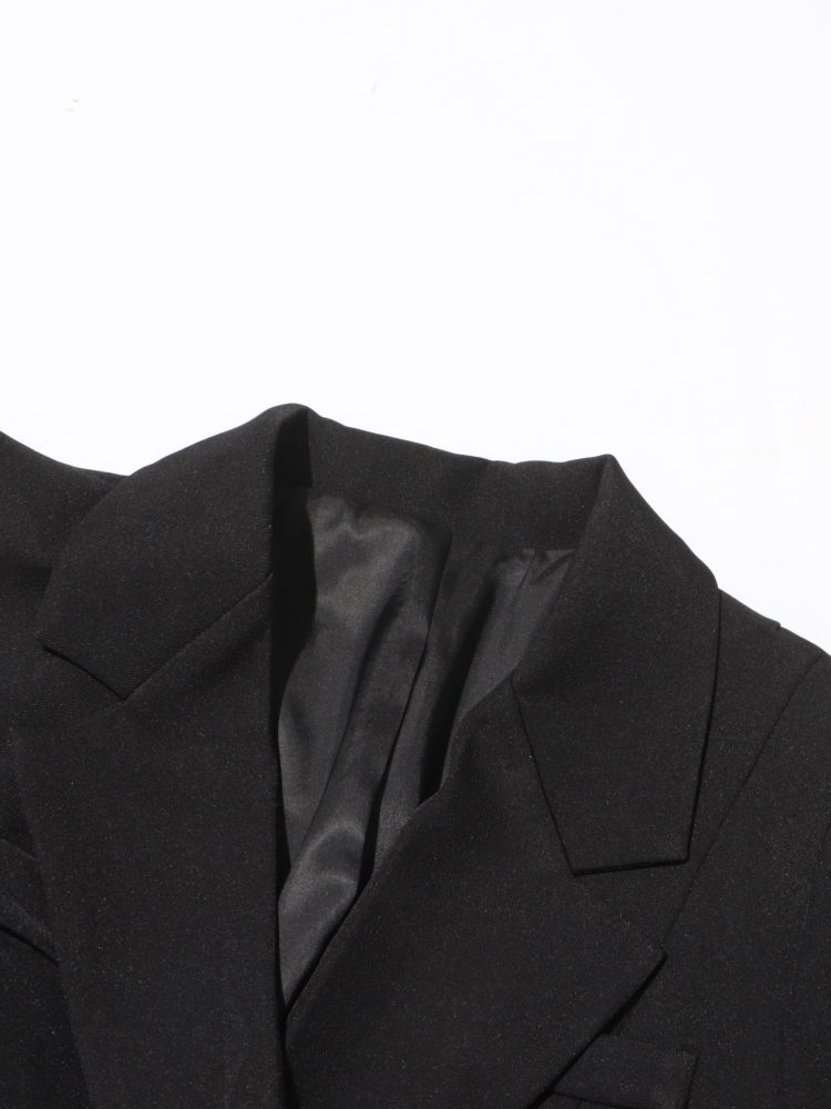 TWOTWINSTYLE Lapel Long Sleeve Tunic Spliced Pleated Blazers