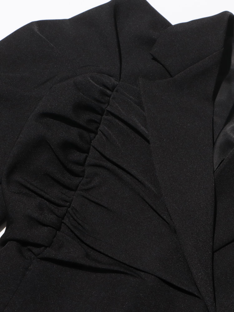 TWOTWINSTYLE Lapel Long Sleeve Tunic Spliced Pleated Blazers