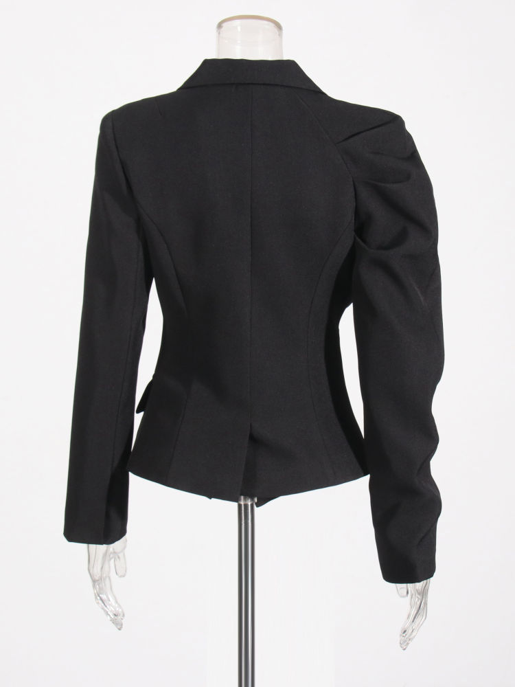TWOTWINSTYLE Lapel Long Sleeve Tunic Spliced Pleated Blazers