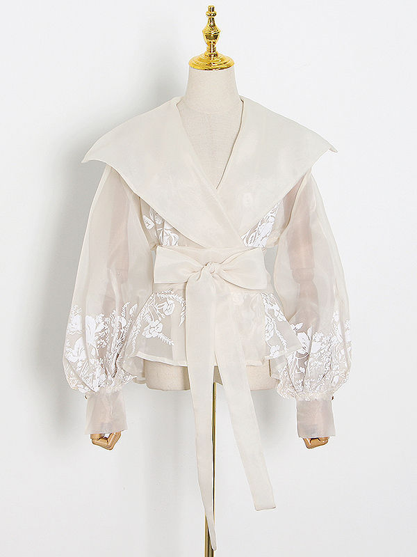 TWOTWINSTYLE Lapel Tunic Spliced Print Minimalist Shirt