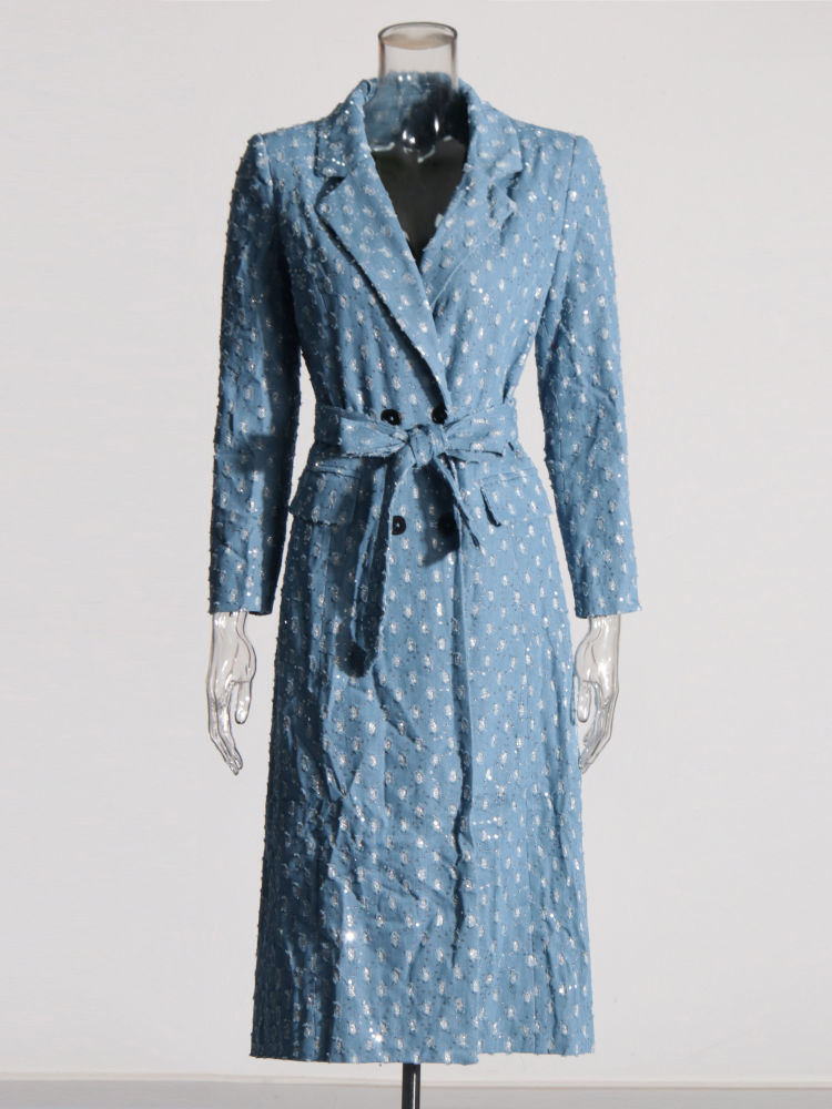 TWOTWINSTYLE Patchwork Sequins Double Breasted Chic Coat