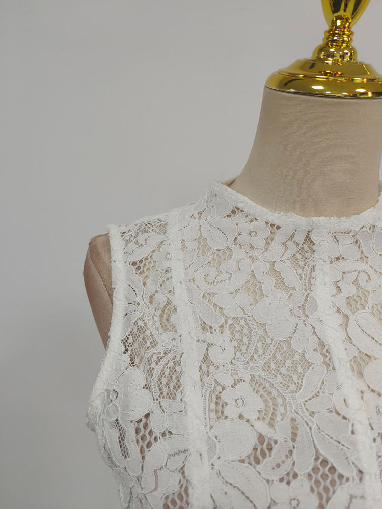 TWOTWINSTYLE Sleeveless Tunic Patchwork Lace Elegant Dress