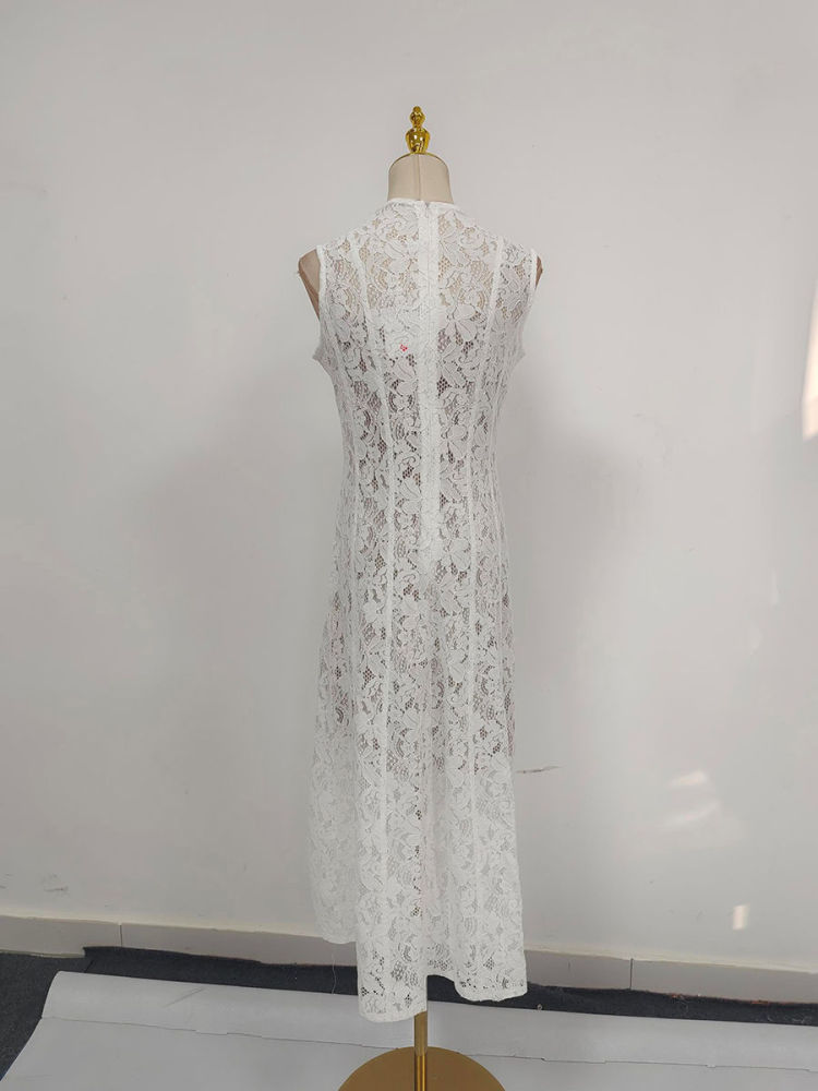 TWOTWINSTYLE Sleeveless Tunic Patchwork Lace Elegant Dress