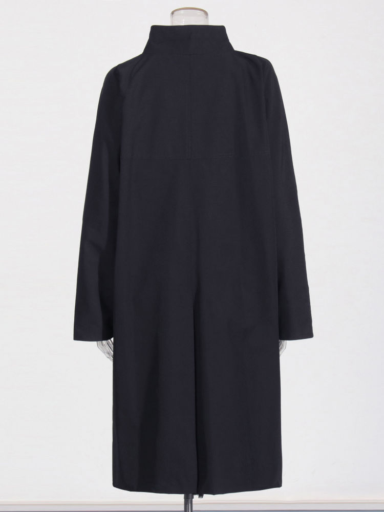 TWOTWINSTYLE Solid Loose Stand Collar Single Breasted Coat