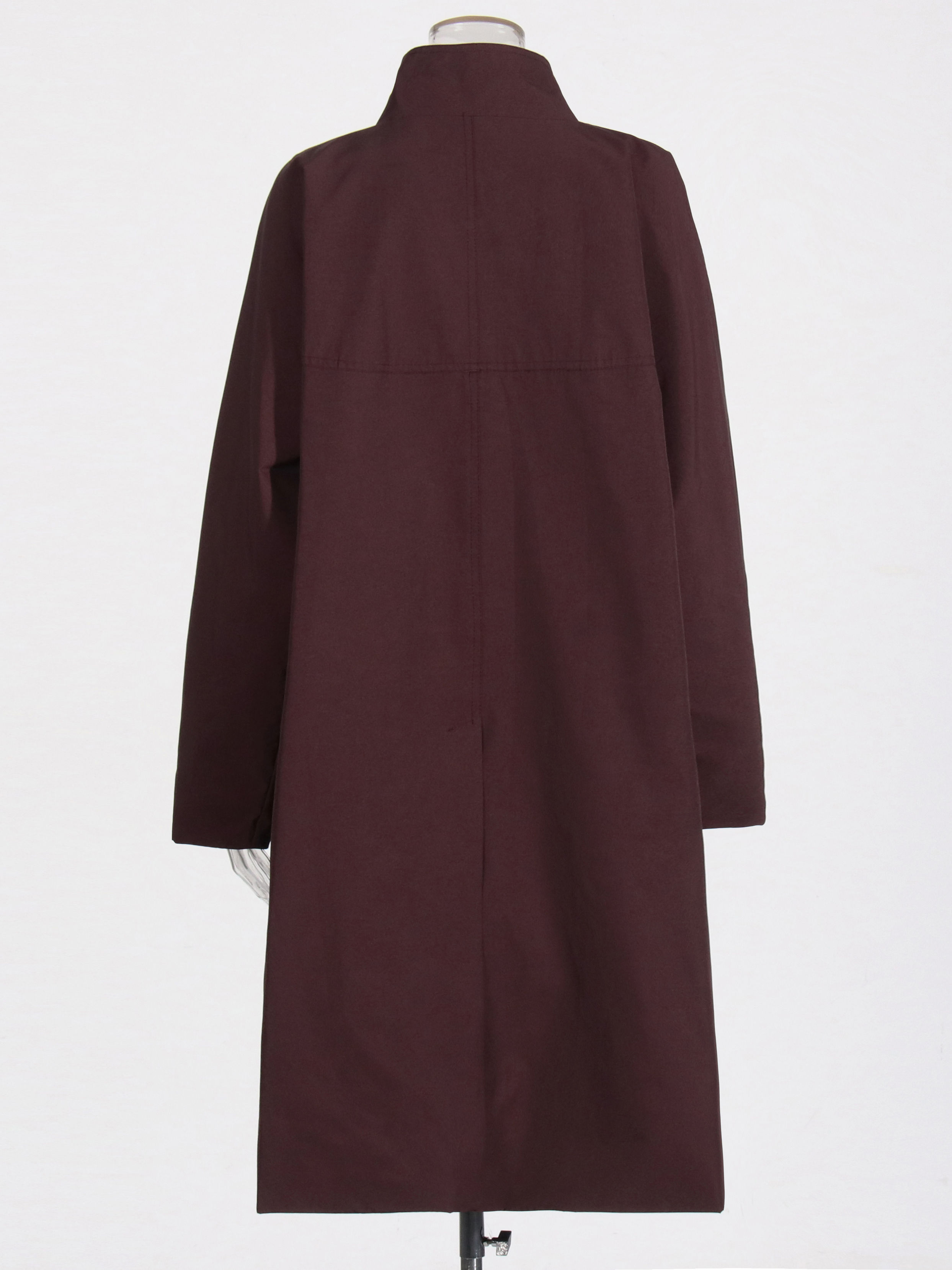 TWOTWINSTYLE Solid Loose Stand Collar Single Breasted Coat