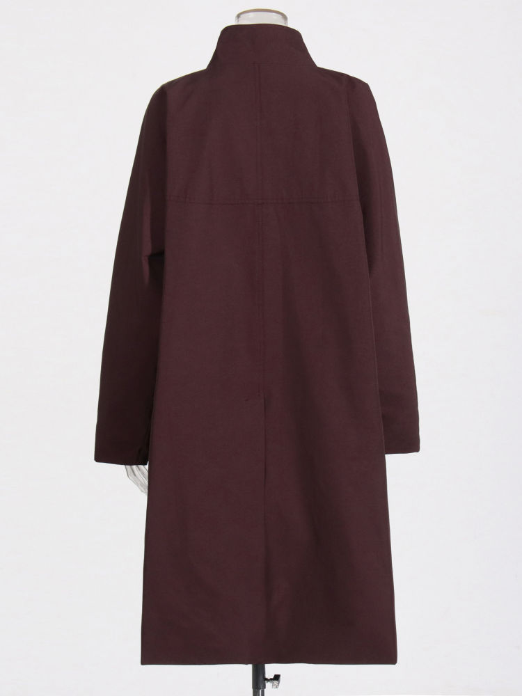 TWOTWINSTYLE Solid Loose Stand Collar Single Breasted Coat