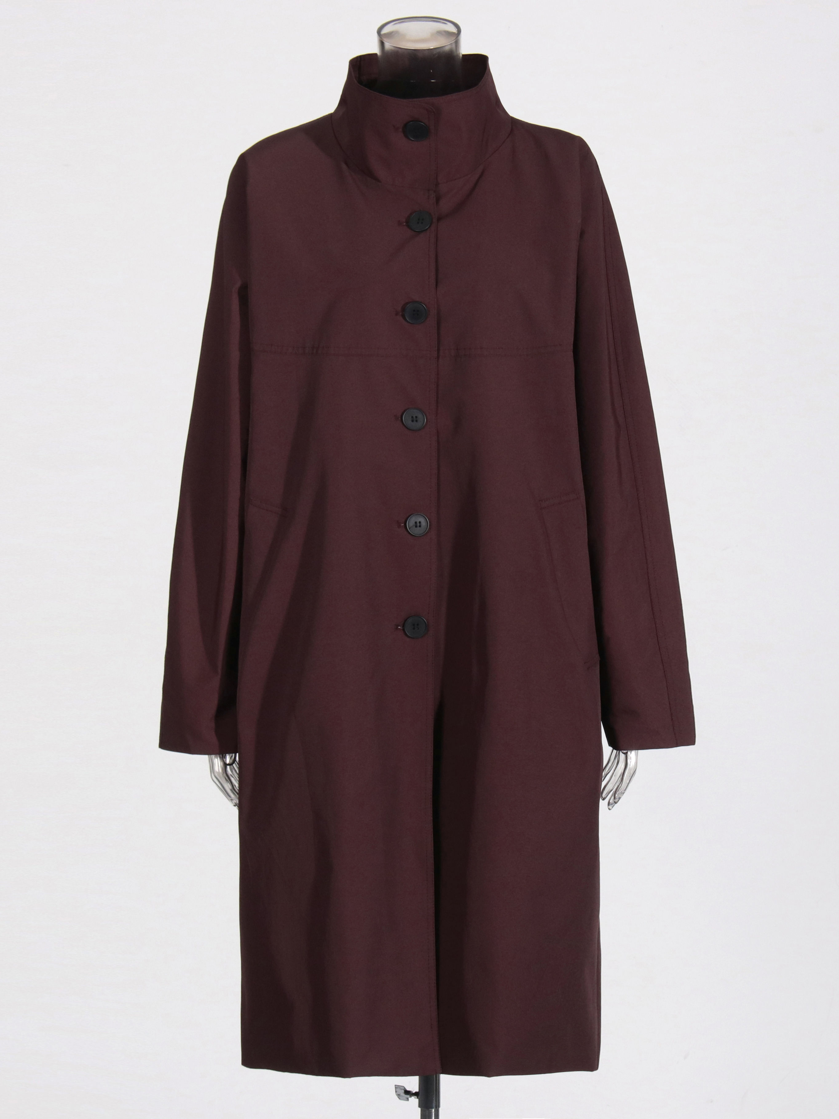 TWOTWINSTYLE Solid Loose Stand Collar Single Breasted Coat