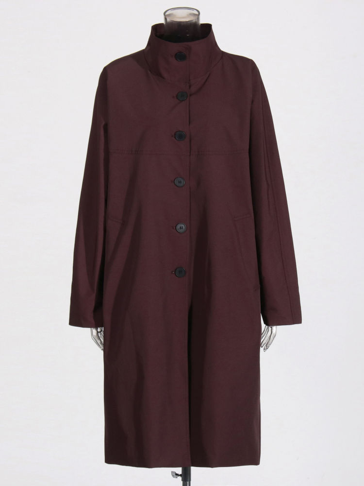 TWOTWINSTYLE Solid Loose Stand Collar Single Breasted Coat