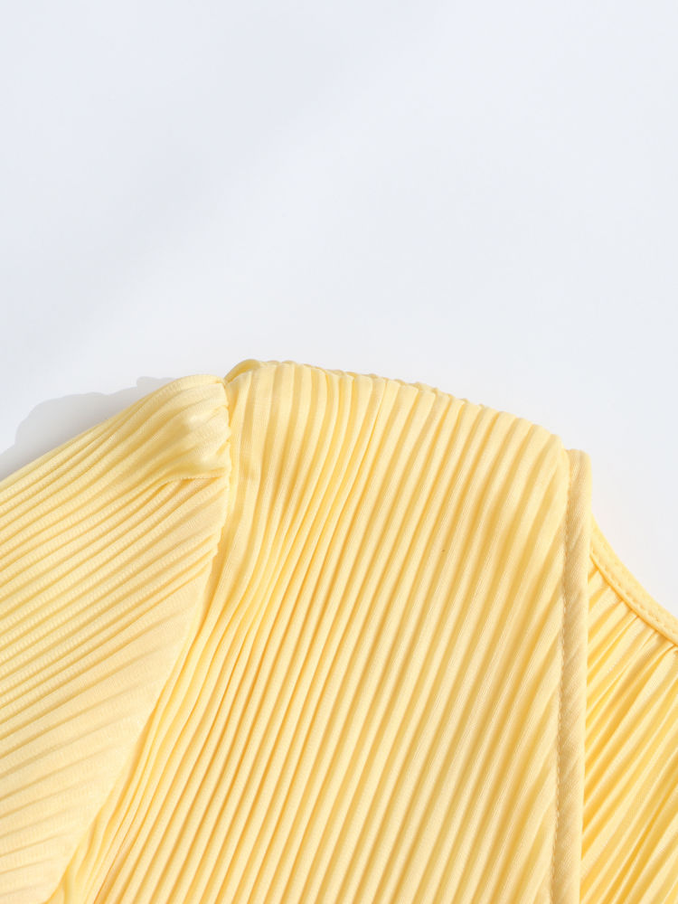 TWOTWINSTYLE Solid V Neck Patchwork Ruffles Designer Dress