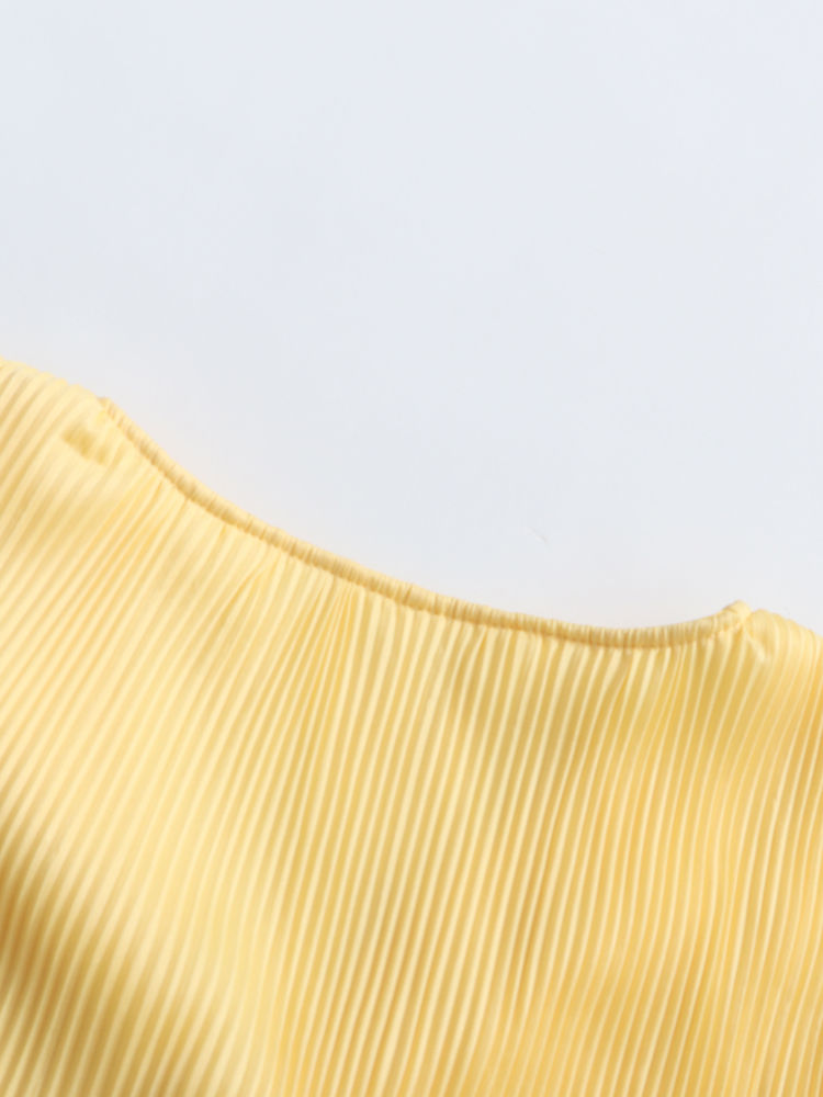 TWOTWINSTYLE Solid V Neck Patchwork Ruffles Designer Dress