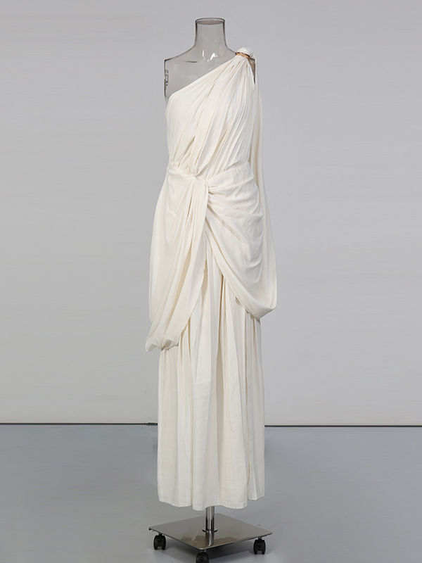 TWOTWINSTYLE Off One Shoulder Tunic Elegant Dress