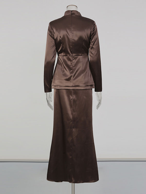 TWOTWINSTYLE Solid Slimming Stand Collar Two Piece Set