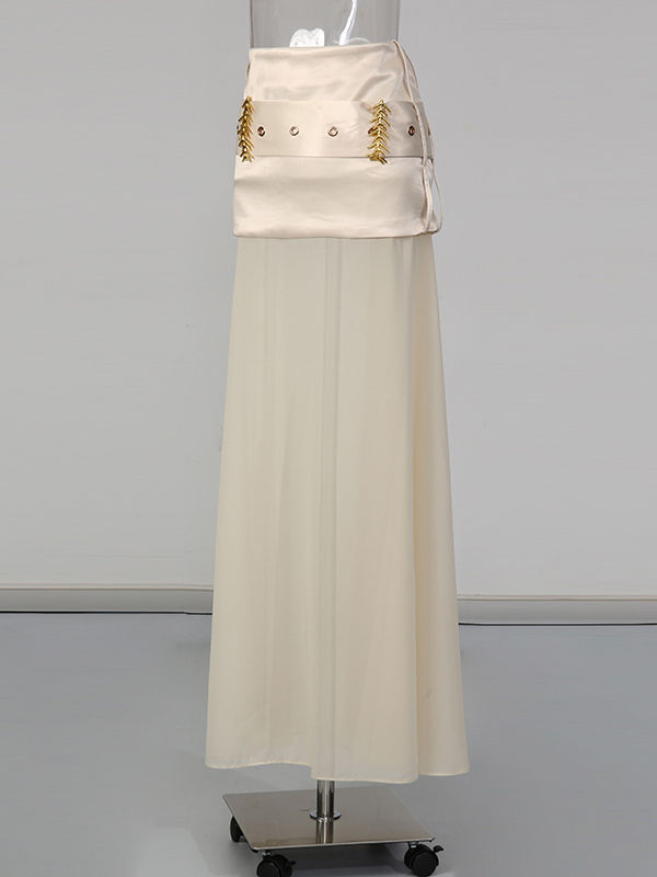 TWOTWINSTYLE High Waist Spliced Belt And Mesh Designer Skirt
