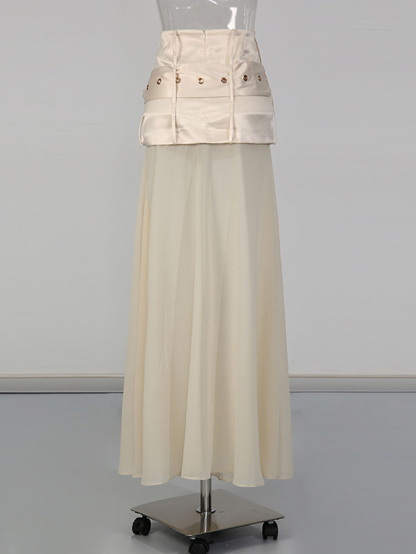 TWOTWINSTYLE High Waist Spliced Belt And Mesh Designer Skirt